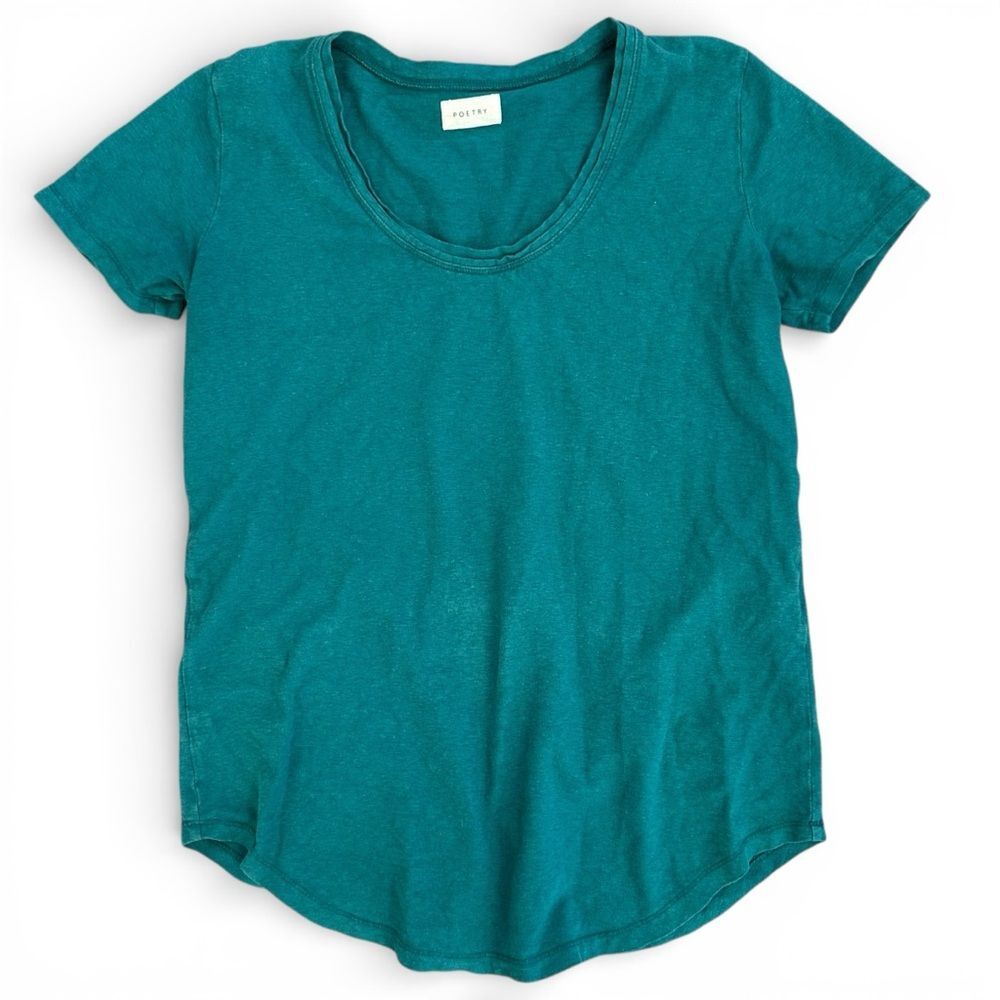 Poetry Hemp & Organic Cotton Teal Scoop Neck T-Shirt Women’s 4 Sustainable Eco